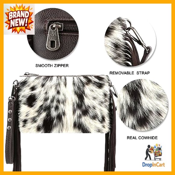 Western Style Crossbody Wristlet Purse Genuine Leather Quilted Pattern Chic - Picture 6 of 7